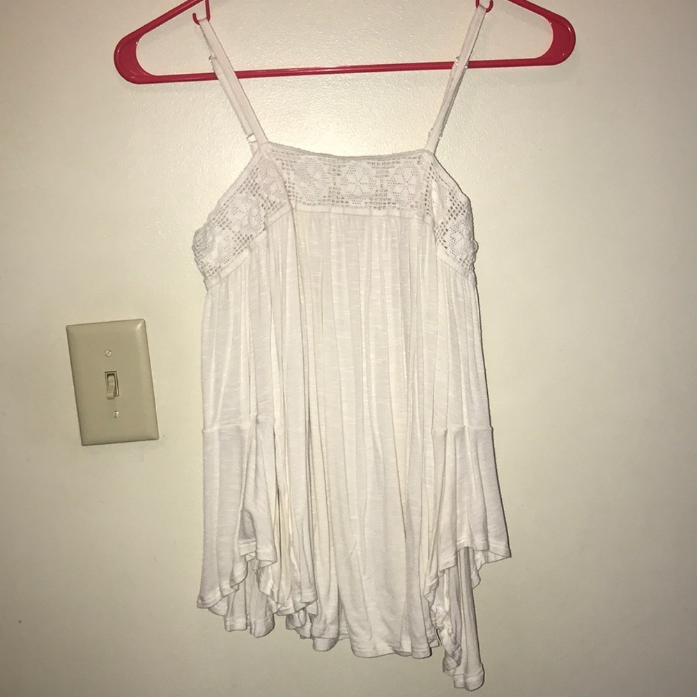 off the shoulder white shirt with lace on the top